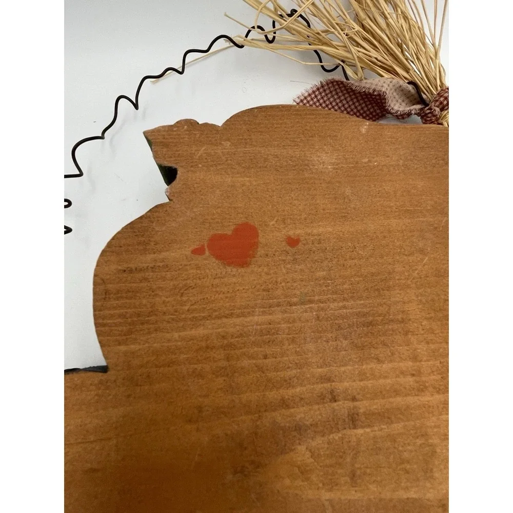 Vtg Hand Painted Wood Door Sign Scarecrow Welcome Fall Halloween Autumn Decor